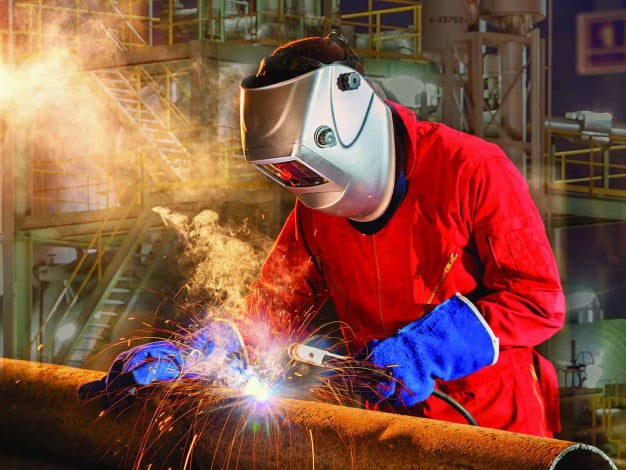 Skilled Chinese welder at work